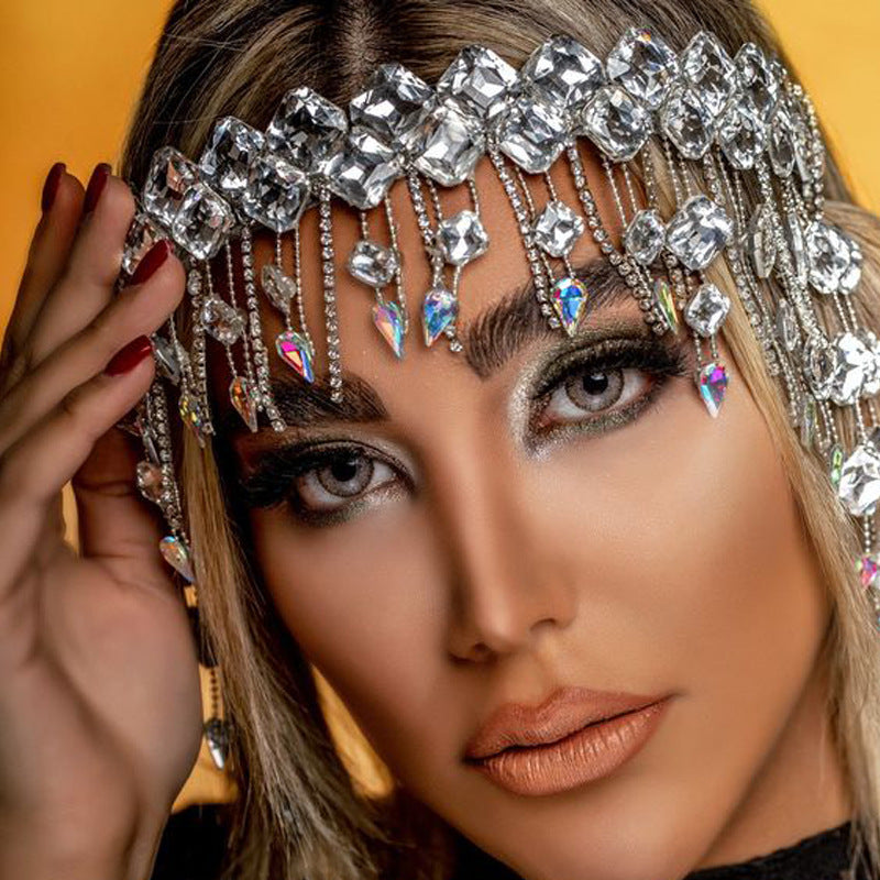 Trendy exaggeration hair chain, European and American fashion, water droplets full of diamonds hair accessories, headwear accessories, hair chain - V.I.P Digital Presence