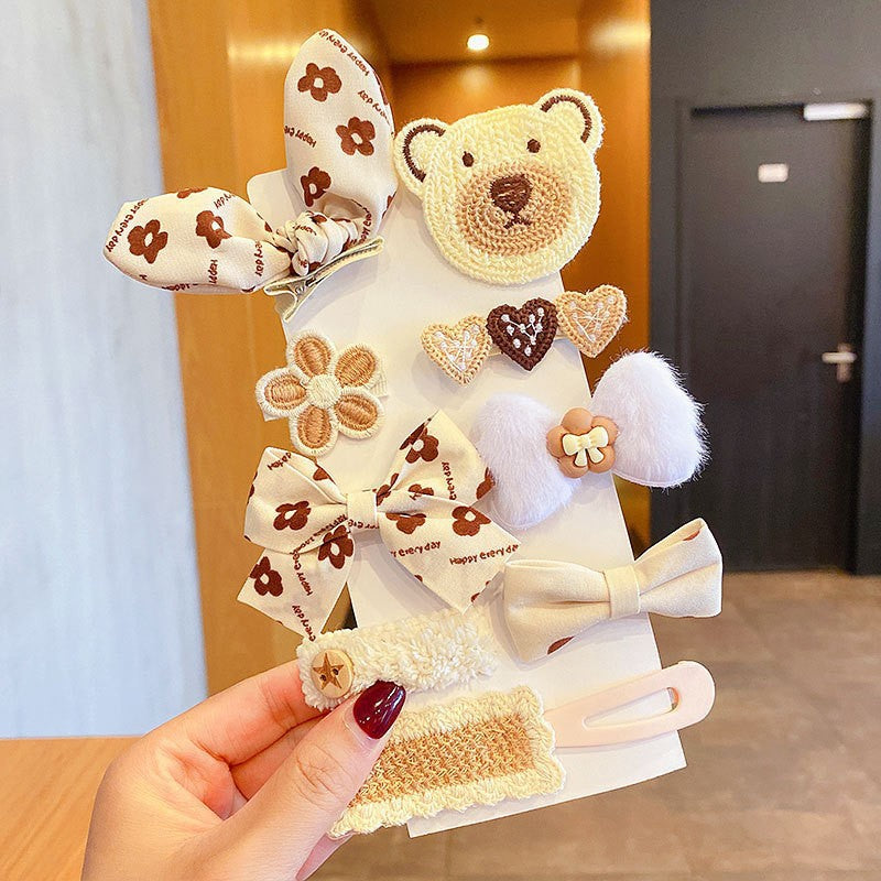 Milk Coffee Color Children's Plush Hairpin Net Red Bangs Side Hair Clip Autumn And Winter Lovely Japanese Clip - V.I.P Digital Presence