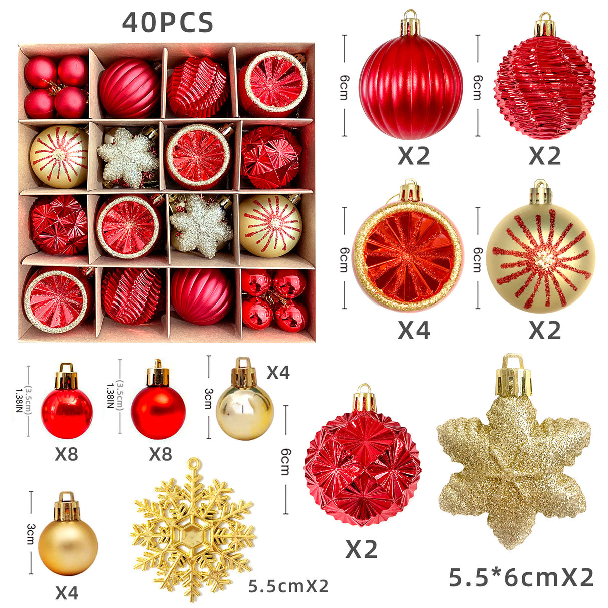 Christmas decoration 6cm electroplated ball plastic ball special-shaped painted Christmas ball gift Christmas tree pendant - V.I.P Digital Presence