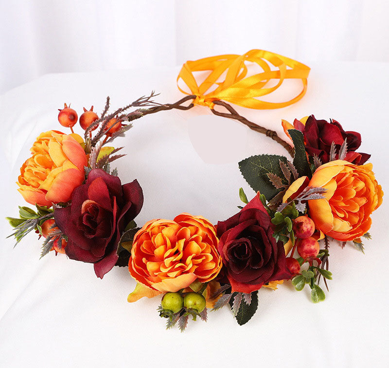 Korean style flower garland headwear, fresh flower crown, fashion show, dance party, flower crown, vacation, countryside props, - V.I.P Digital Presence