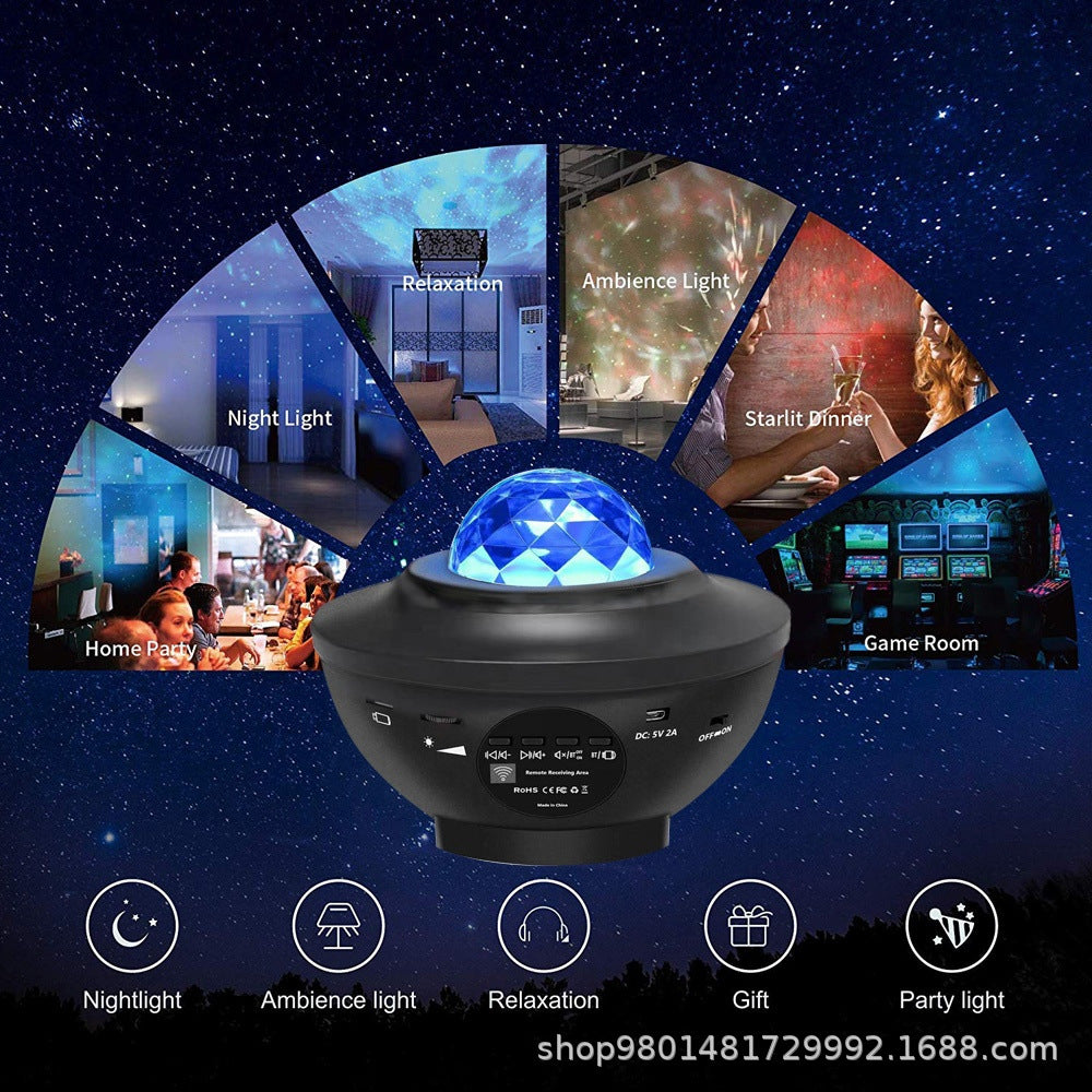 Popular Small Bowl Starry Sky Light Projection Light USB Bluetooth Music Rotating Water Ripple Starry Sky Laser Atmosphere Light - V.I.P Digital Presence