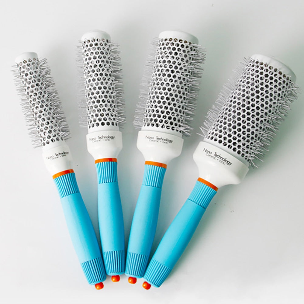 Professional Round Blue Hair Brush Ceramic Ion Hairbrush Comb Fashion Salon Hair Styling Tools - V.I.P Digital Presence