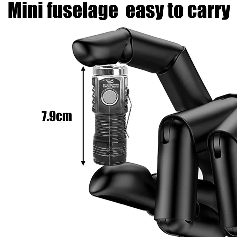 Mini Powerful LED Flashlight USB Rechargeable Strong Light Torch with Three Eye Flashlight Portable Camping Fishing Lantern - V.I.P Digital Presence
