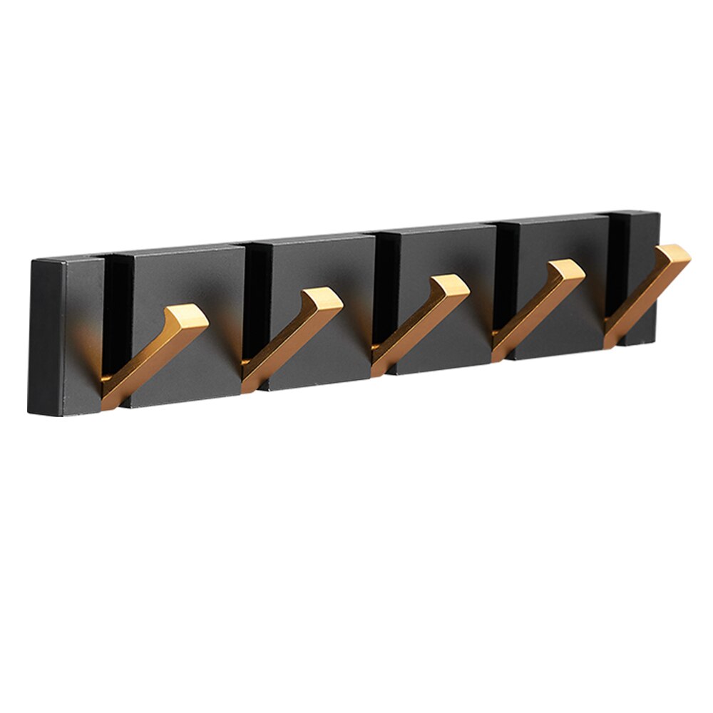 Folding Towel Hanger 2ways Installation Wall Hooks Coat Clothes Holder for Bathroom Kitchen Bedroom Hallway, Black Gold - V.I.P Digital Presence