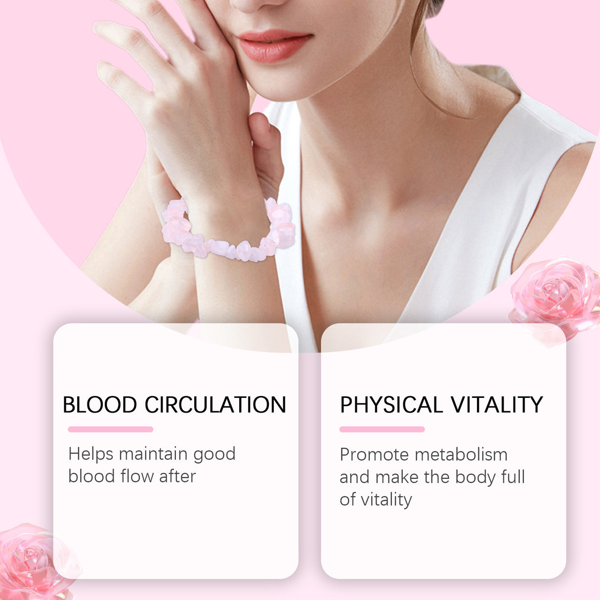 Powder Crystal Bracelet Hand Decoration Clothing Accessories Pink Beads Personality Trend Match - V.I.P Digital Presence