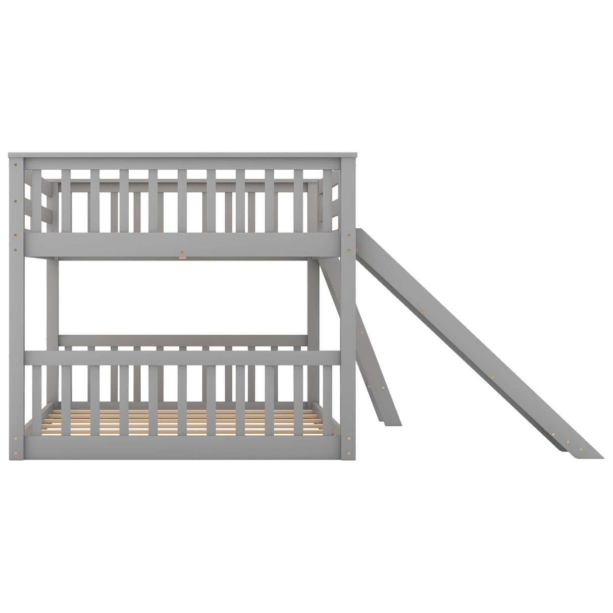 Full over Full Bunk Bed with Convertible Slide and Ladder Gray