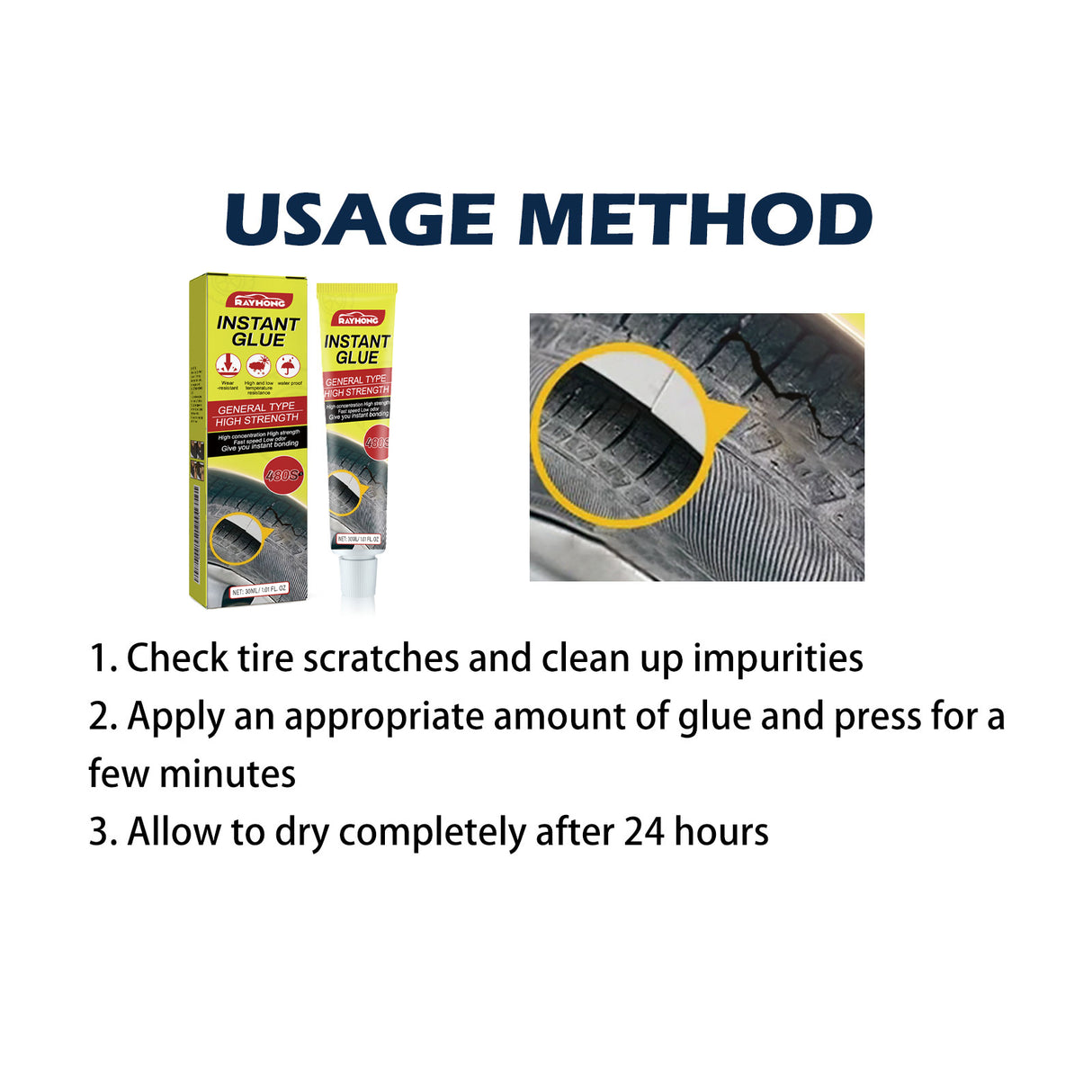 Instant Glue, Car Tire Crack Repair Glue Tire Maintenance Repair Glue Sealing Adhesive - V.I.P Digital Presence
