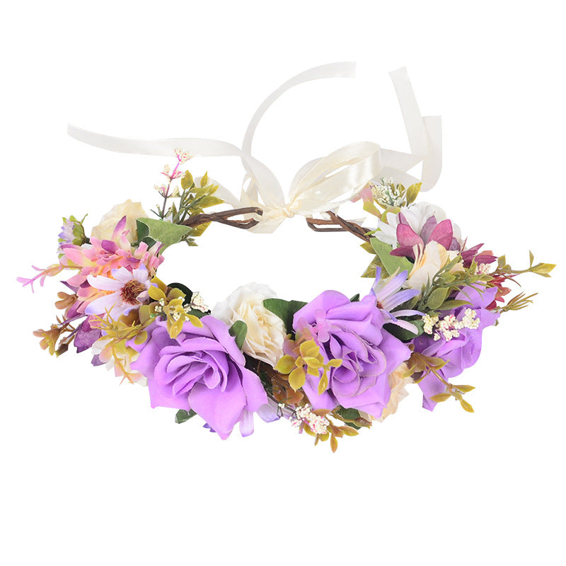 Flower garland headwear simulated flower vine flower crown vacation photography headwear - V.I.P Digital Presence