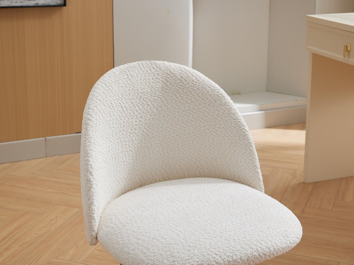 Velvet fabric office chair, mid back adjustable rotating computer chair, black legs, cushioned office chair with wheels ,White - V.I.P Digital Presence