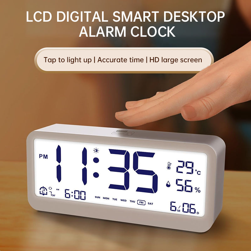 Multifunctional Digital Clock: Adjustable LED Brightness, Temp & Humidity Display, Dual - Mode Alarm, for Bedside or Desk - V.I.P Digital Presence