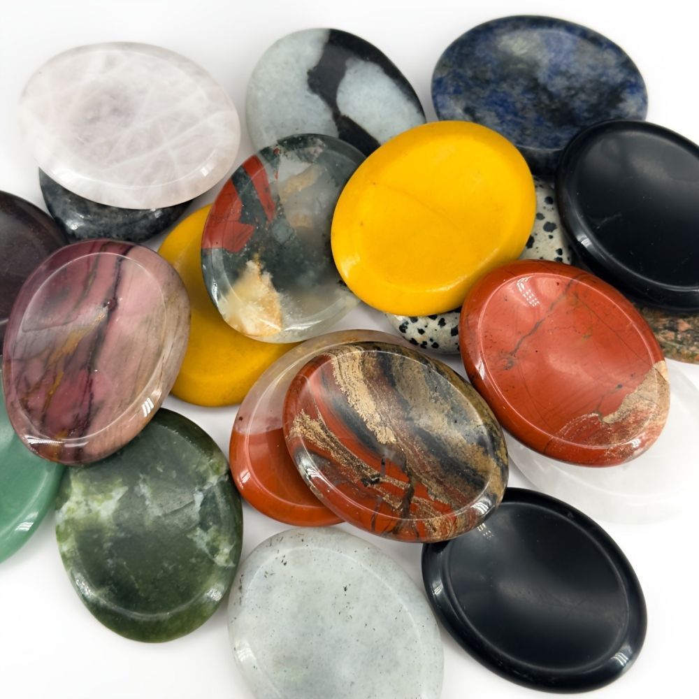 Thumb Worry Stones Oval Massage Quartz Healing Crystal Chakra Energy Therapy Meditation Spiritual Natural Gemstone Decor - V.I.P Digital Presence