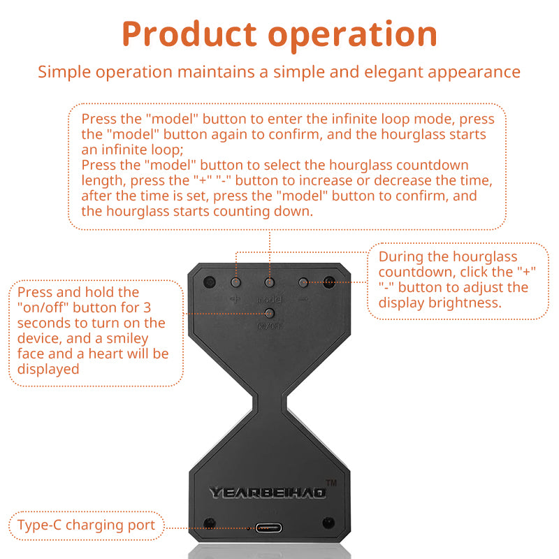 Cyber-style LED electronic sand timer: gravity-sensing, 1-30min countdown, tech decompression toy - V.I.P Digital Presence