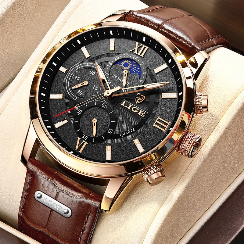 LIGE Men's Watches Top Brand Luxury Men Wrist Watch Leather Quartz Watch Sports Waterproof Male Clock Relogio Masculino+Box - V.I.P Digital Presence