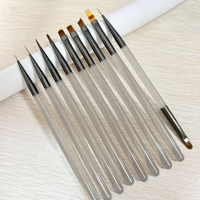 9PCS UV Gel Nail Brush Liner DIY Painting Pen Manicure Acrylic Drawing Brush for Nail Art Design Nails Tip Display Painting Tool - V.I.P Digital Presence