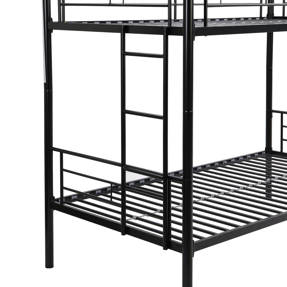Double decker bed, size above twin bed, with 2 ladders and full-length guardrail, metal, storage space, black - V.I.P Digital Presence