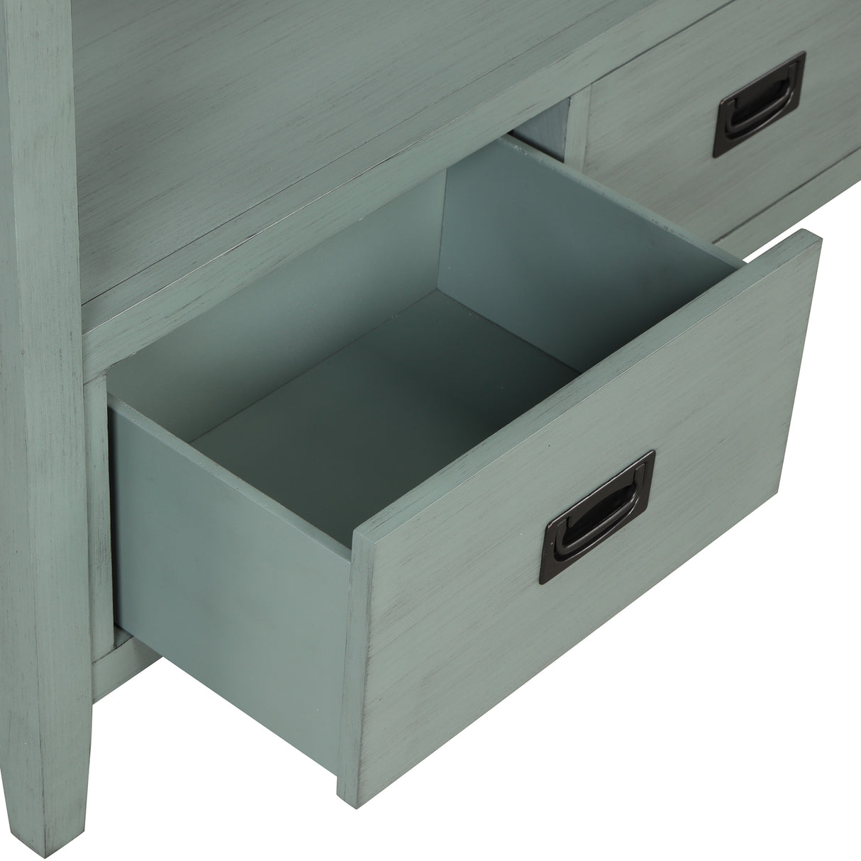 36'' Farmhouse Pine Wood Console Table Entry Sofa Table with 4 Drawers & 1 Storage Shelf (Retro Blue) - V.I.P Digital Presence