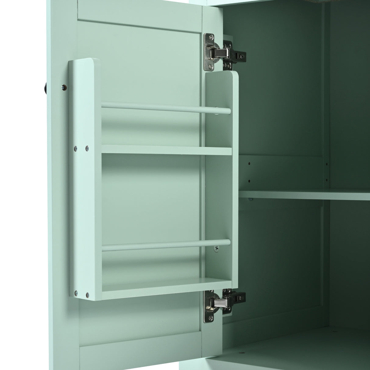 Kitchen trolley, cabinet door internal storage rack with storage cabinet and 3 dining room drawers, mint green - V.I.P Digital Presence