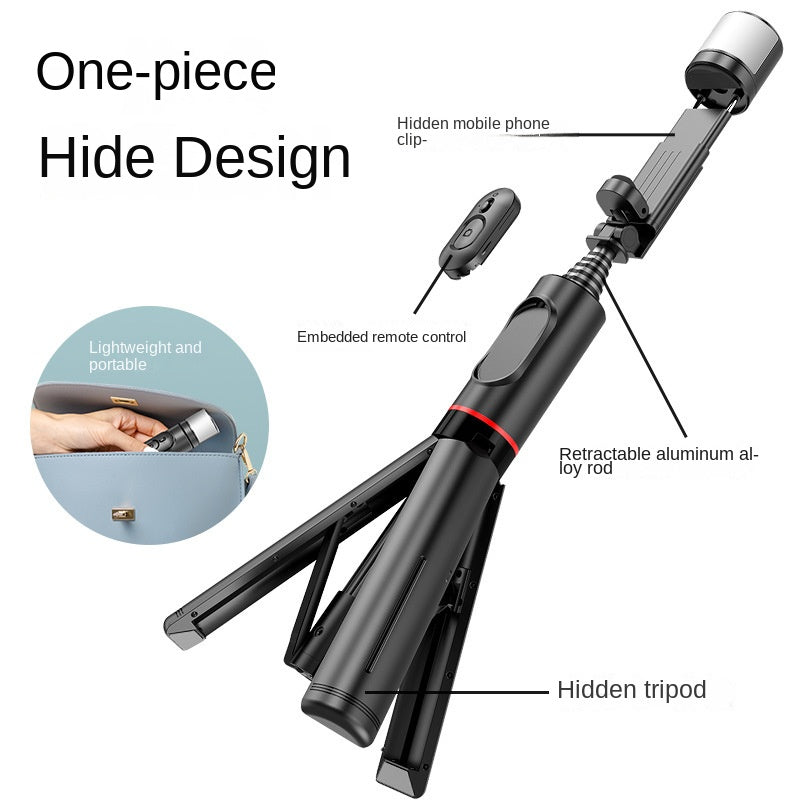 Mobile Phone Bluetooth Selfie Stick with Rotating Fill Light and Hidden Tripod Live Streaming Stand - V.I.P Digital Presence