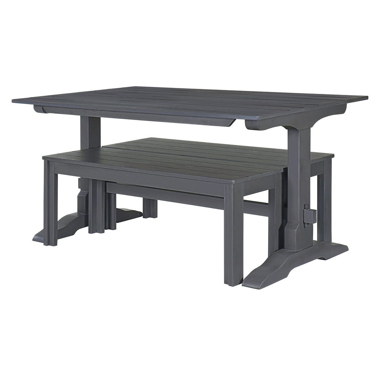 TREXM 3-piece retro cutlery set, rectangular stand table, and 2 wooden stools for 4 people (gray) - V.I.P Digital Presence