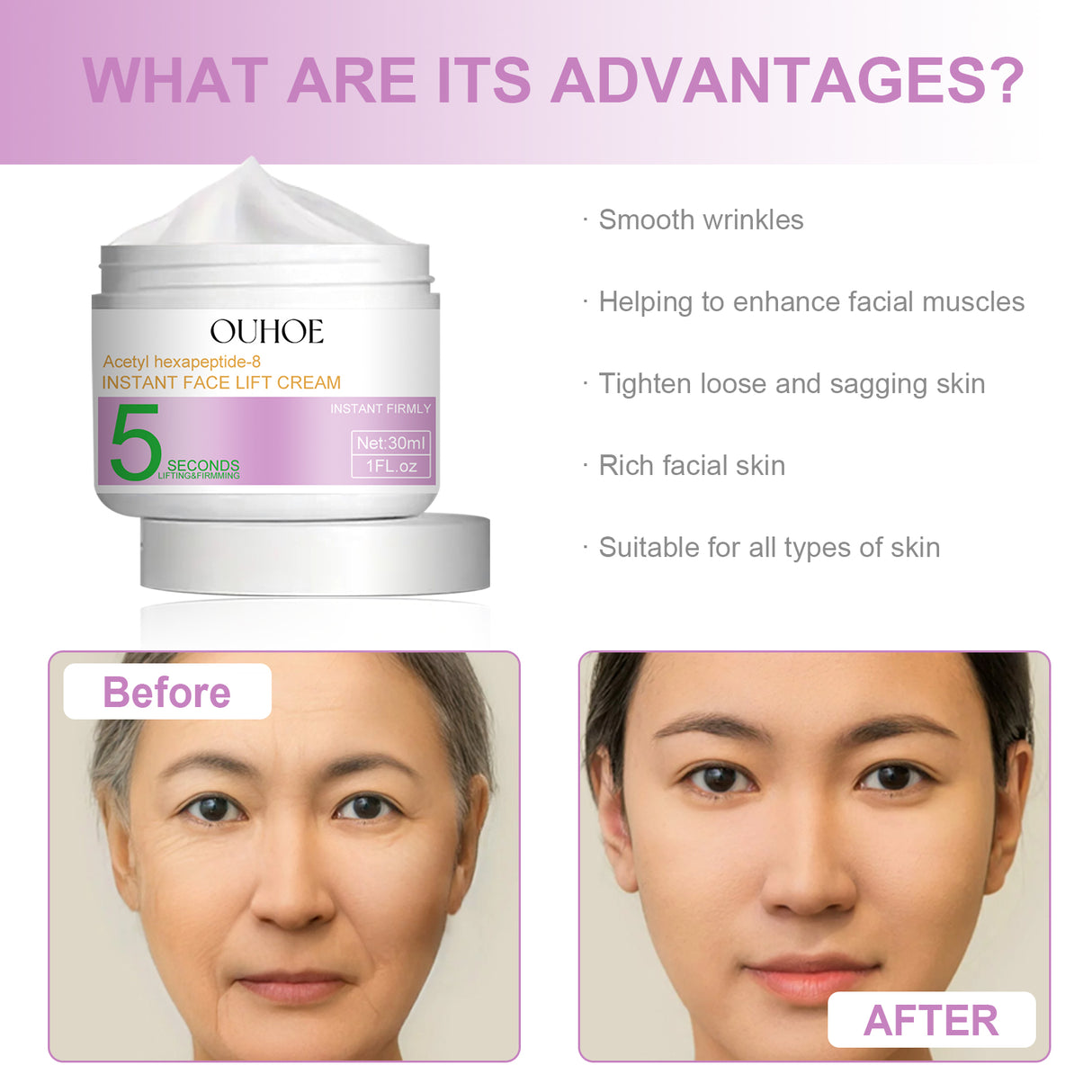 Anti-Wrinkle Facial Lifting Cream Lighten Fine Lines Repair Dull Deep Hydrating Moisturizing And Brightening Cream