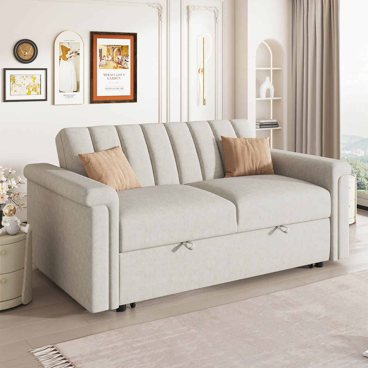 U_STYLE Convertible Soft Cushion Sofa Pull Bed ,for Two People to Sit On - V.I.P Digital Presence