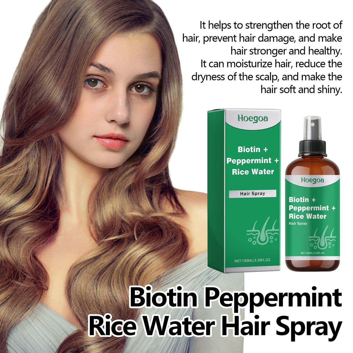 Biotin Peppermint Rice Water Hair Spray, Repair Dry Hair Soft Hair Thick Hair Flexible And Nourishing Hair - V.I.P Digital Presence