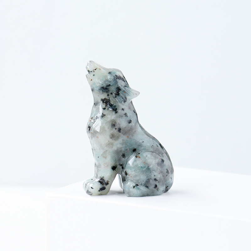 Natural crystal wolf cub carving piece, crystal animal raw stone, mineral specimen, home decoration ornament - V.I.P Digital Presence