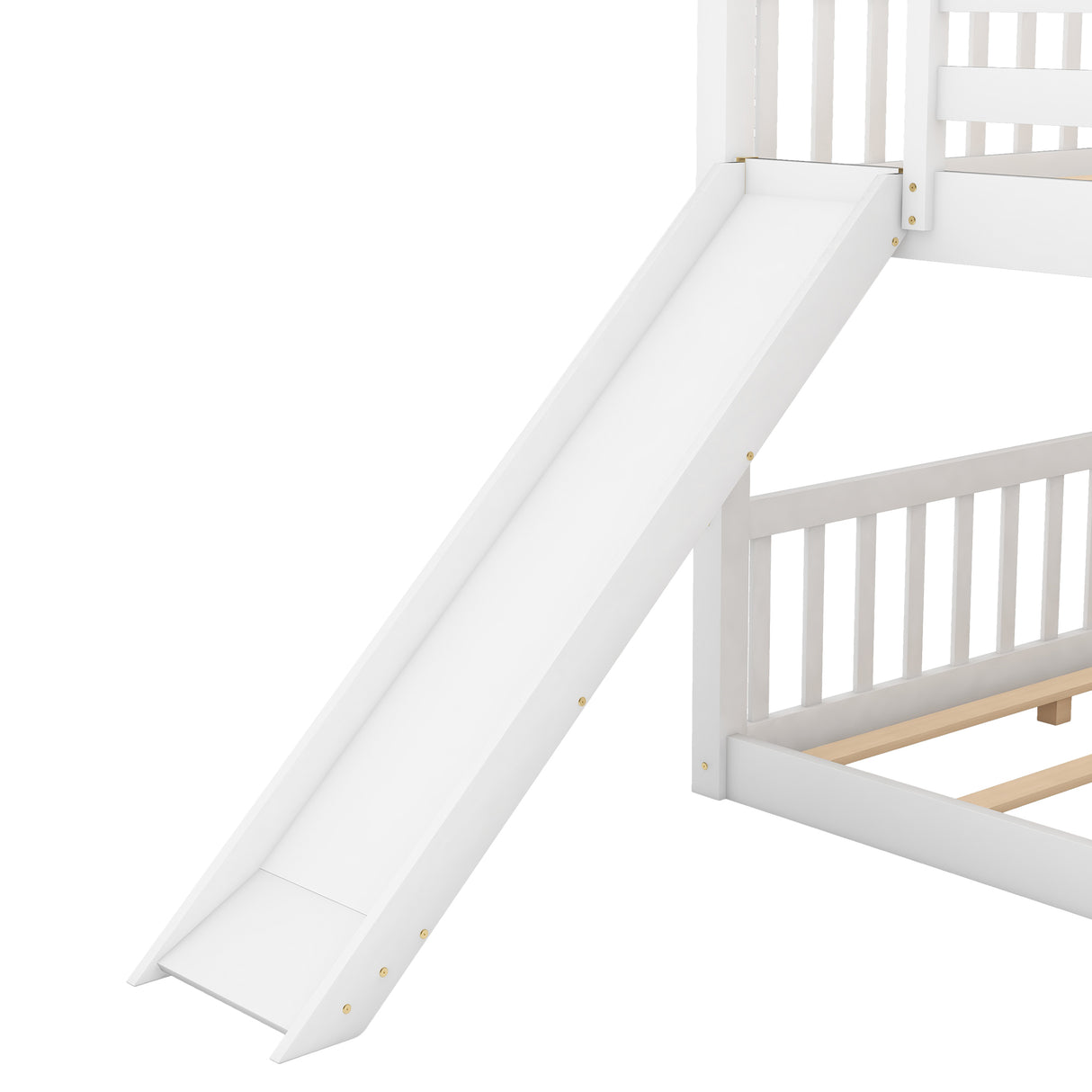 Full over Full Bunk Bed with Convertible Slide and Ladder White