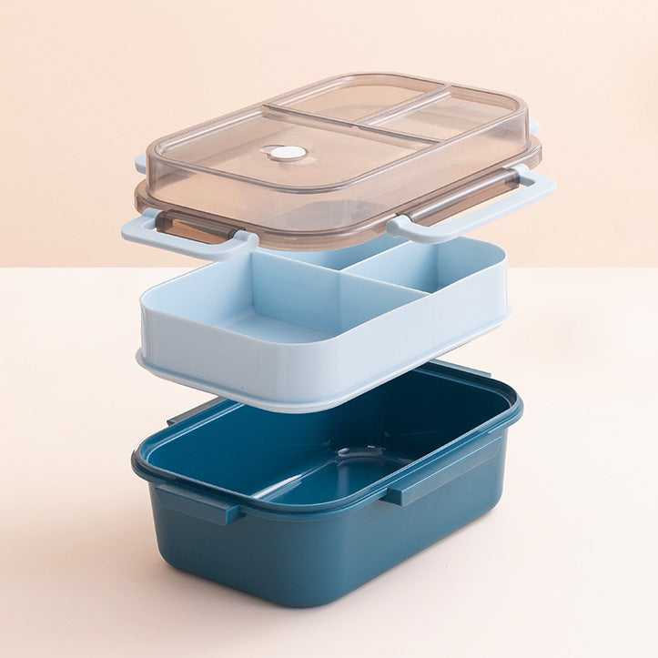 Classic simple microwaveable double-layer sealed compartment lunch box with tableware - V.I.P Digital Presence