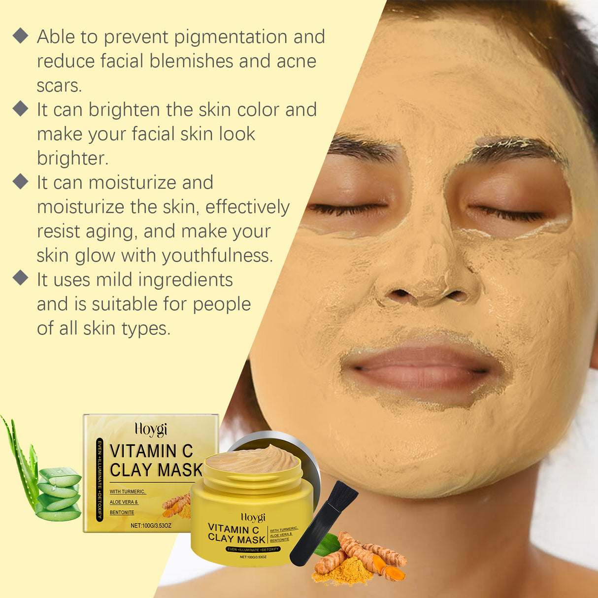 Vitamin C Turmeric Mud Mask Gently Improves Darkness Deep Cleansing Radiance Moisturizing Mask