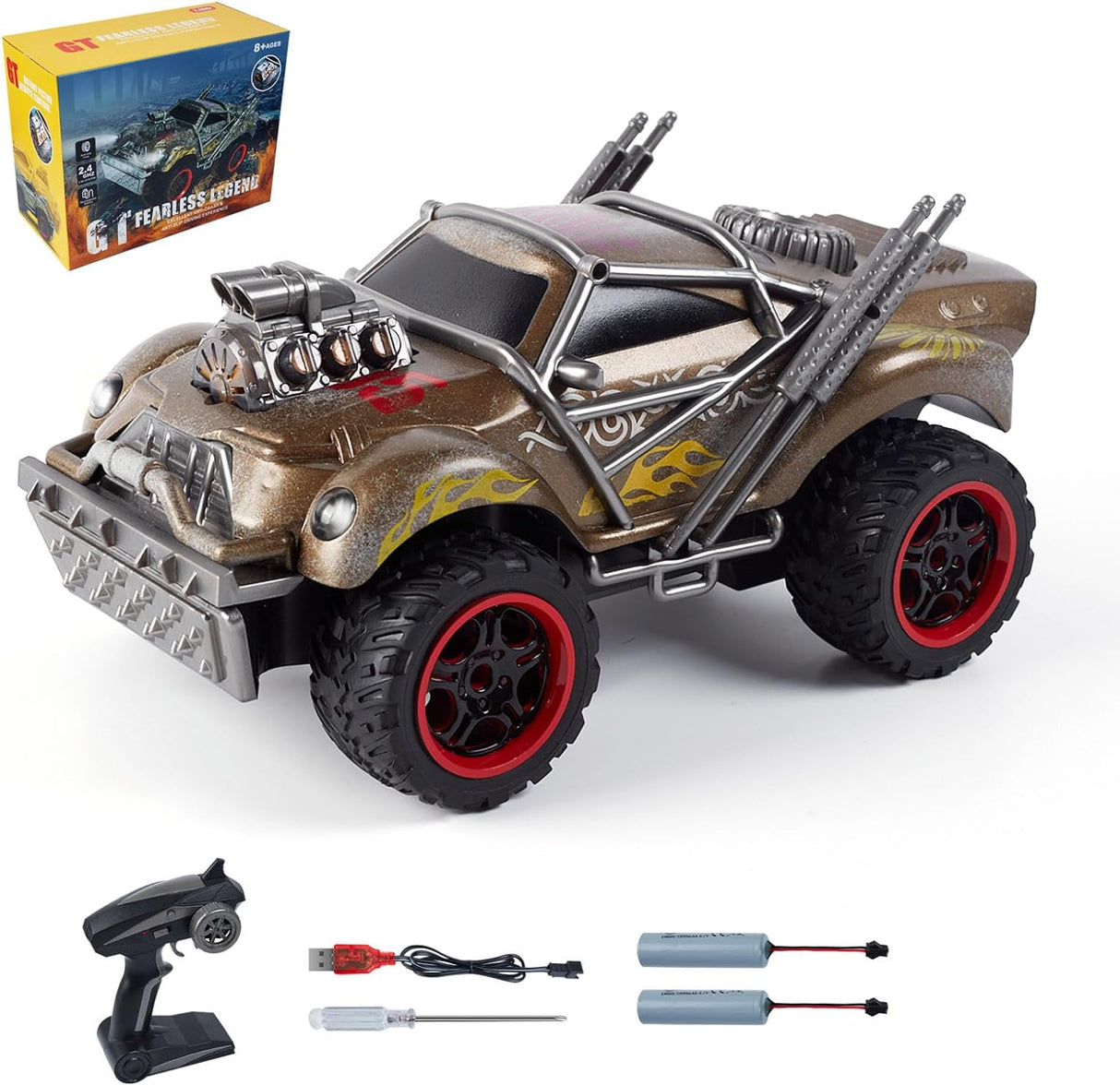 Wasteland Style 1:14 Scale 2.4GHz Model Racing Remote Control Car Hobby Electric RC Car Toys for Boys and Adults (Golden) - V.I.P Digital Presence