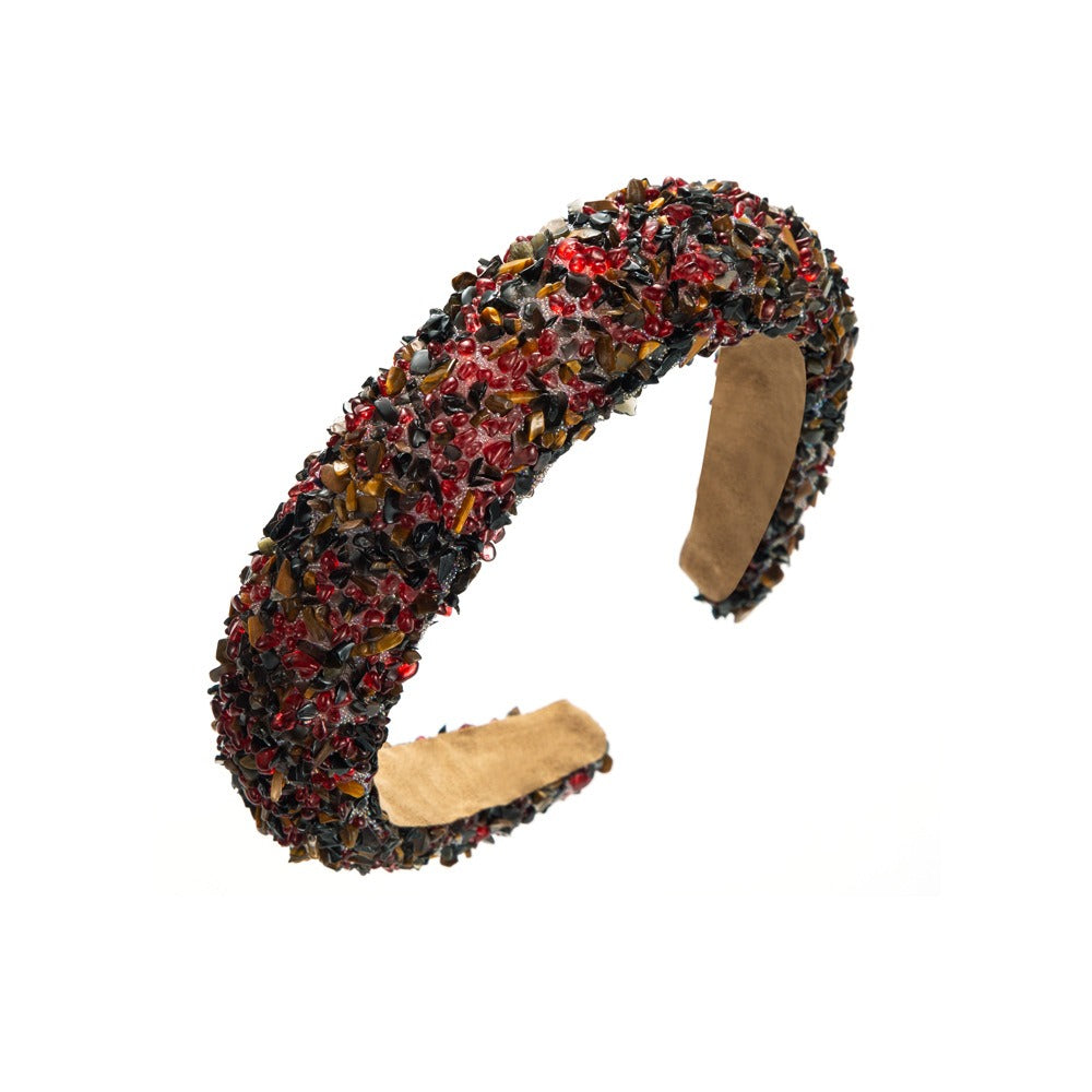 Exaggerated Baroque Colorful Crystal Candy Sponge Wide Edge Hair Hoop Headband - V.I.P Digital Presence