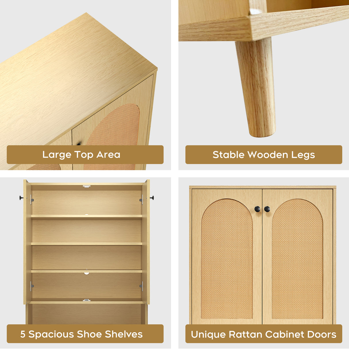 Shoe Storage Cabinet with Adjustable Plates Natural doors - V.I.P Digital Presence