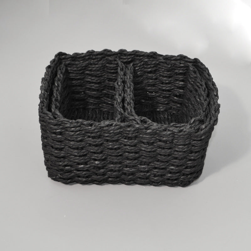 3-Piece Handmade Straw-Woven Paper-Rope Storage Baskets (Decorative & Office Use) - V.I.P Digital Presence