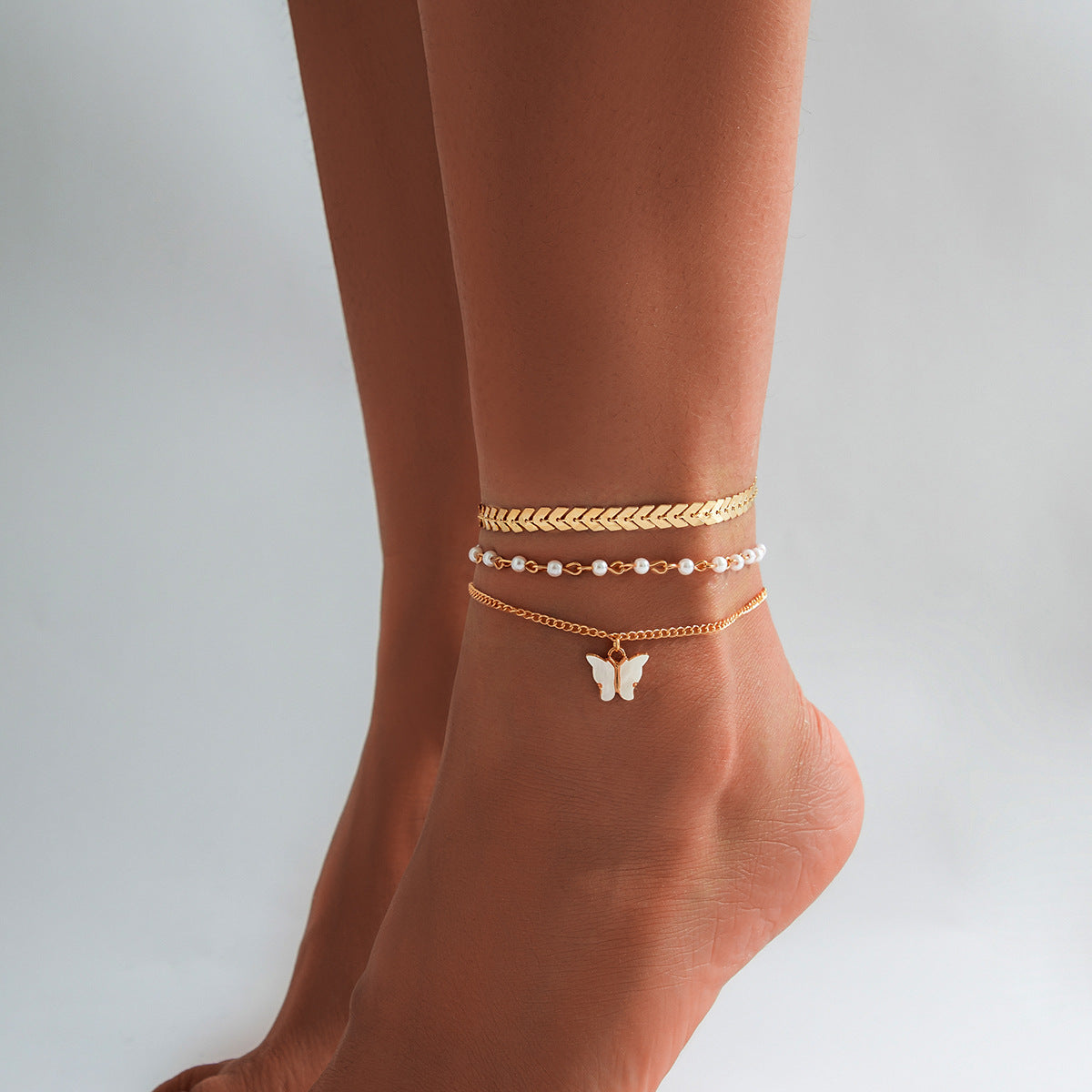 Beach star shaped tassel ankle bracelet, simple foot decoration, fashionable imitation pearl, versatile ankle chain - V.I.P Digital Presence