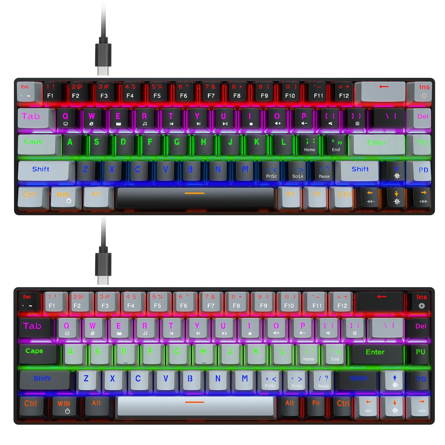 New 68 key RGB luminous esports game with blue and red axis mechanical keyboard laptop MAC 60% - V.I.P Digital Presence