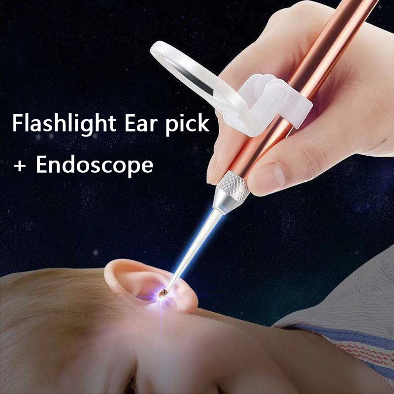 LED FlashLight Earpick Baby Ear Cleaner Endoscope Penlight Spoon Cleaning Ear Curette Light Spoon with Magnifier Ear Wax Removal - V.I.P Digital Presence