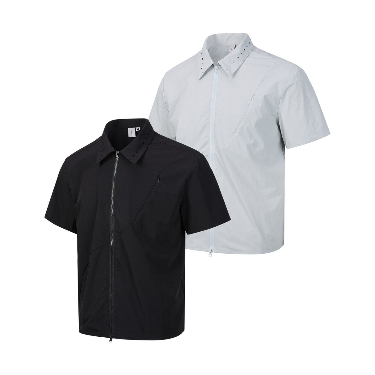 Zipper short sleeved shirt men's loose solid color shirt - V.I.P Digital Presence