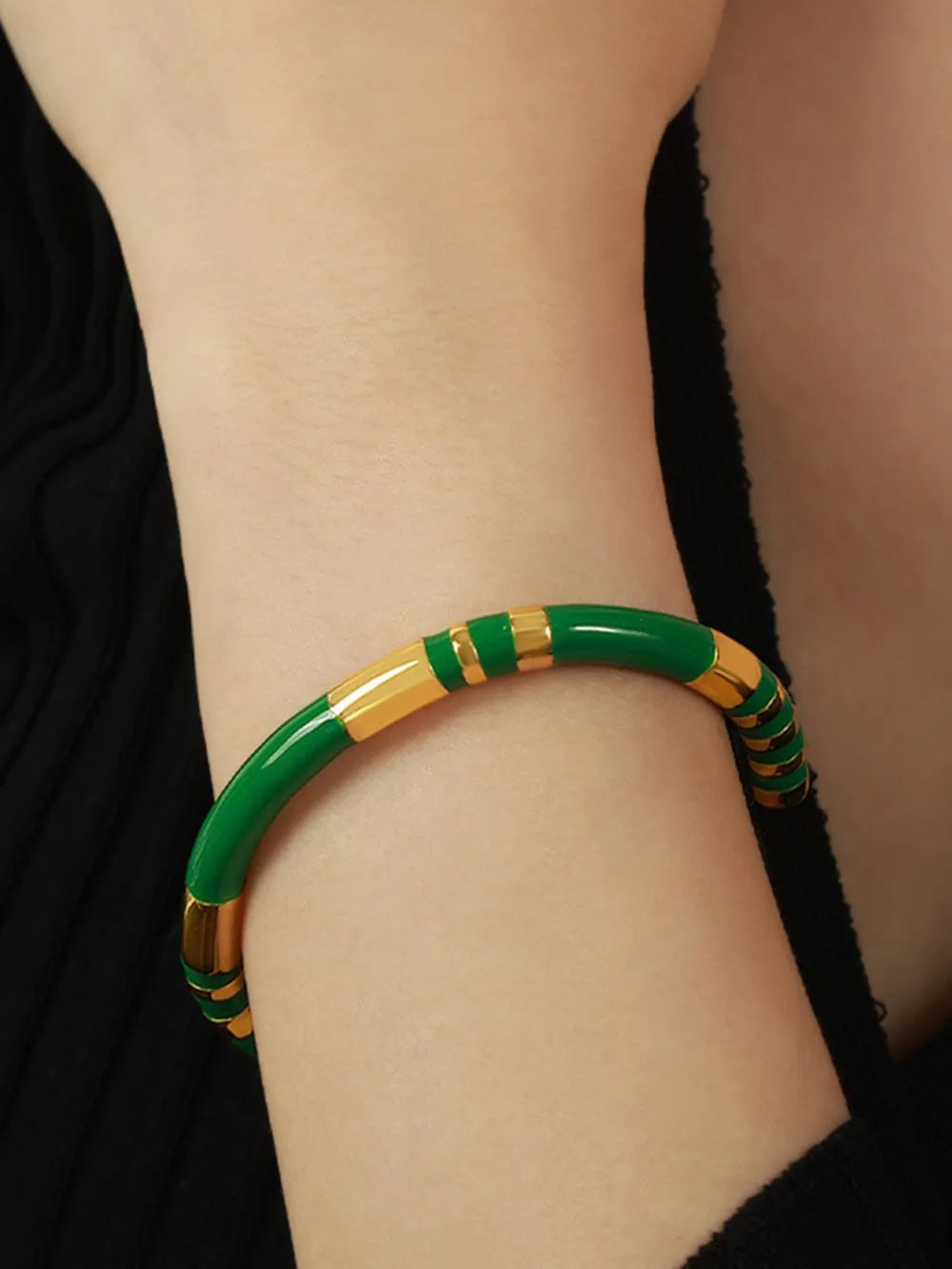 Enamel Titanium Steel Cuff Bracelet - V.I.P Digital Presence