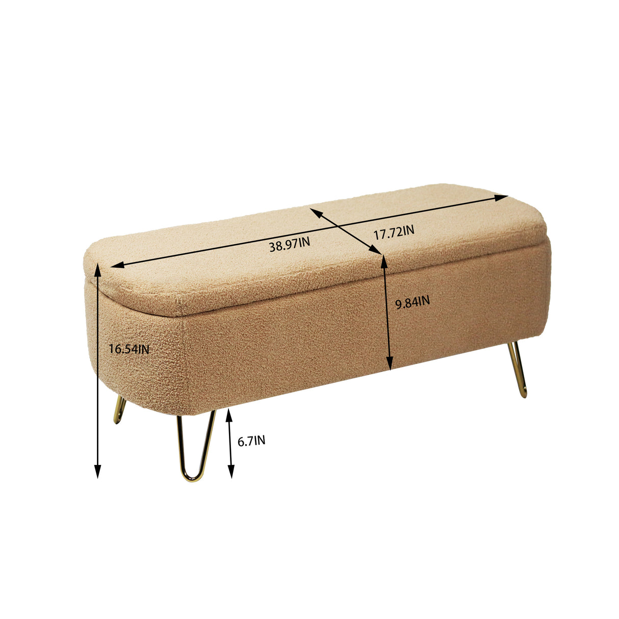 Camel Storage Ottoman Bench for End of Bed Gold Legs - V.I.P Digital Presence