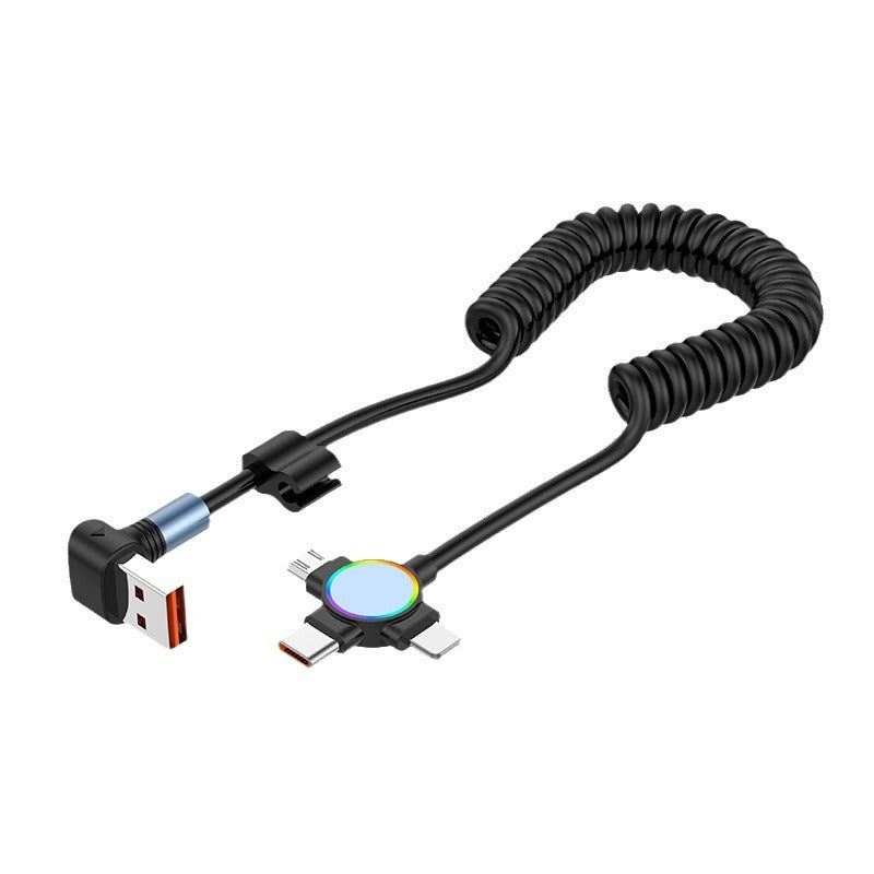 Three in one spring data cable suitable for Huawei Apple 15 Android Carplay streaming light car retractable fast charging cable - V.I.P Digital Presence