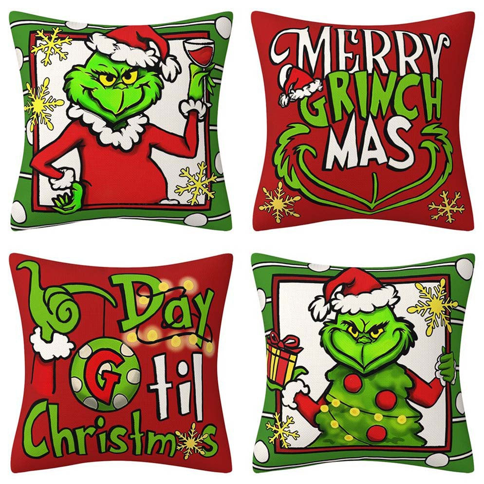 Grinch Christmas Pillow Cover Amazon Home Christmas Decoration Cushion Sofa Pillowcase Combination - V.I.P Digital Presence