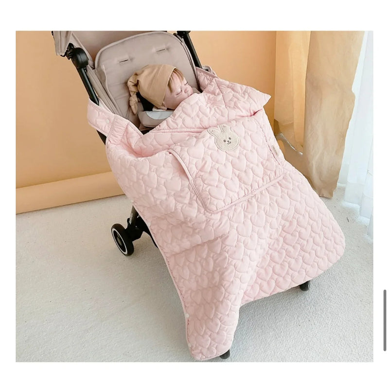 Winter Stroller Blanket Fleece Warm Baby Blanket Newborn Swaddle Infant Accessory Quilted Windproof Cloak Strap Wrap Quilt Cover