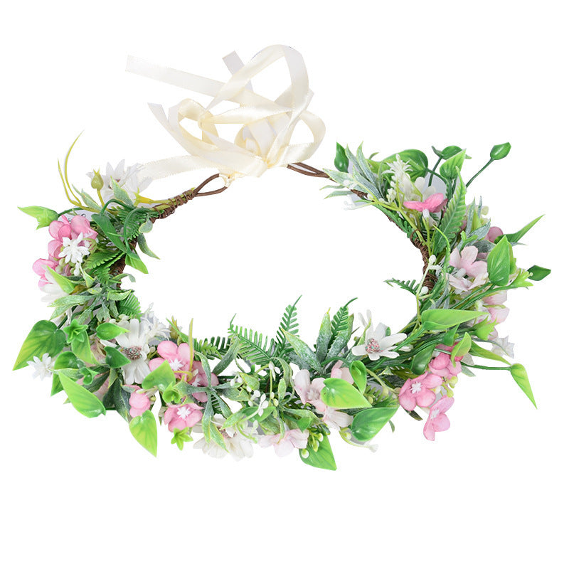 Forest style headwear with super fairy texture, simulated rose headband, flannel, rolled edges, rose green leaf garland - V.I.P Digital Presence