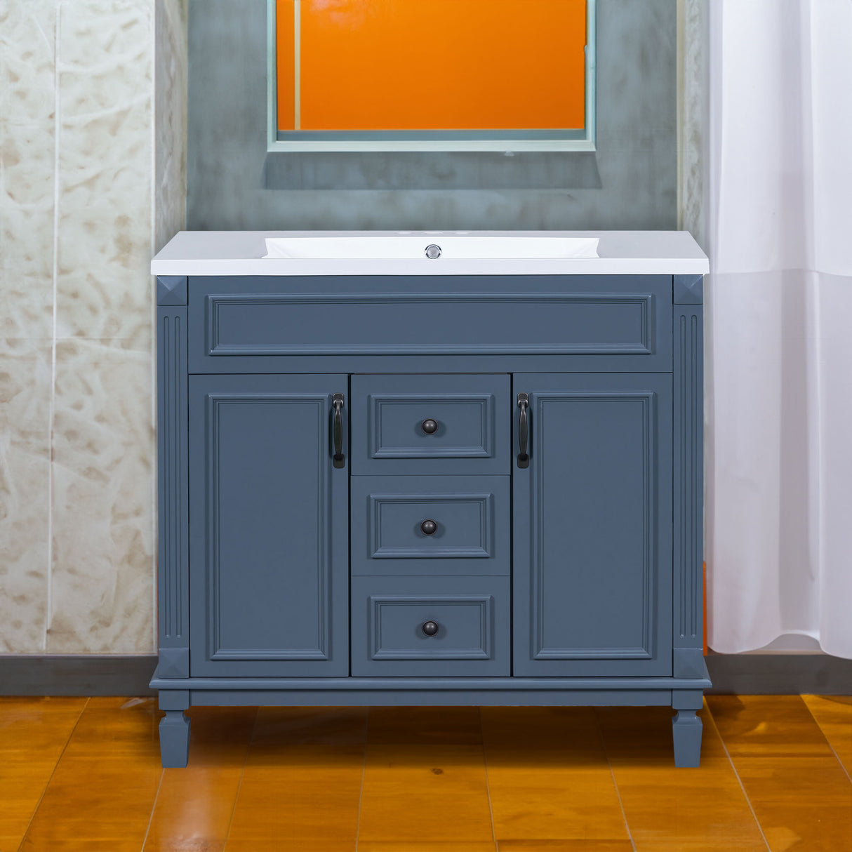 36'' Bathroom Vanity without Top Sink Cabinet only Modern Bathroom Storage Cabinet with 2 Soft Closing Doors and 2 Drawers - V.I.P Digital Presence