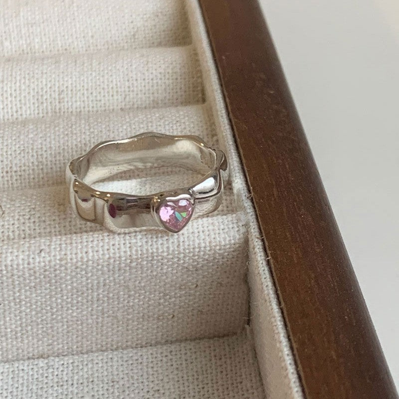 Dopamine love colored zircon diamond ring female niche index finger high-end fashion personality open ring - V.I.P Digital Presence