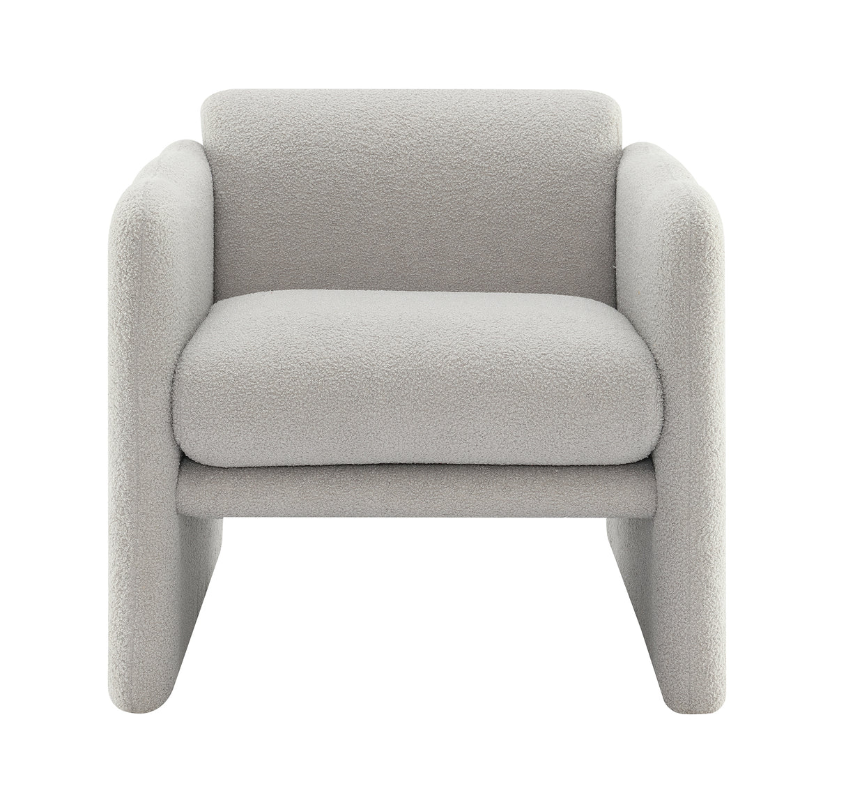 Armchair with wavy armrests, metal decorations on both sides of the armrests, made of Teddy cloth, light gray - V.I.P Digital Presence