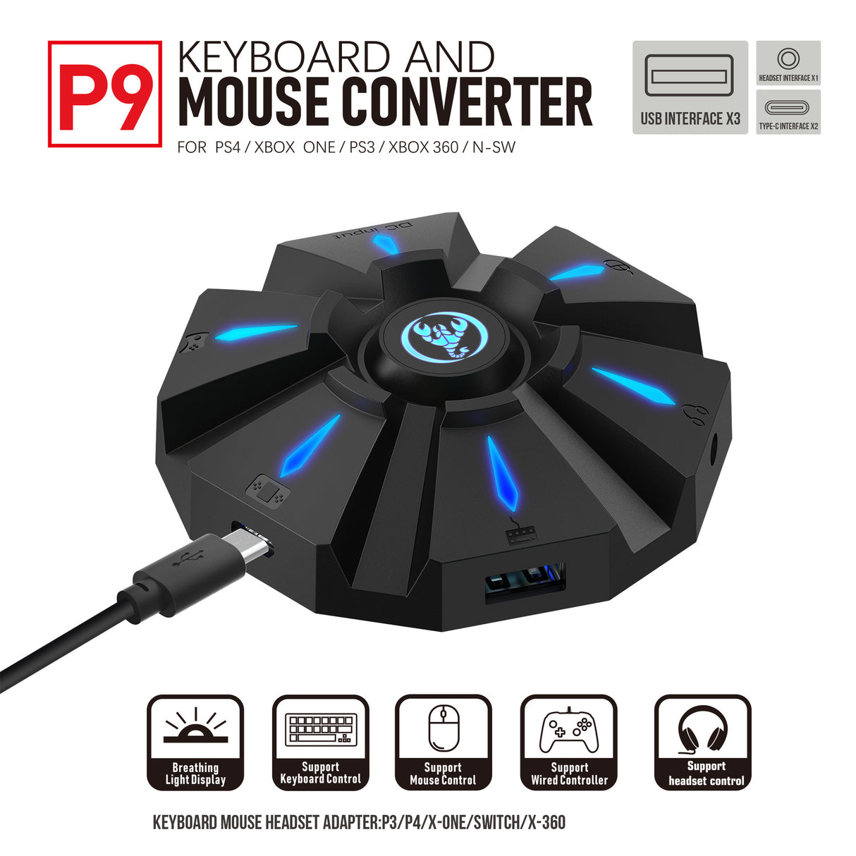 P9 keyboard mouse converter set supports various gaming devices and gamepads in the market - V.I.P Digital Presence