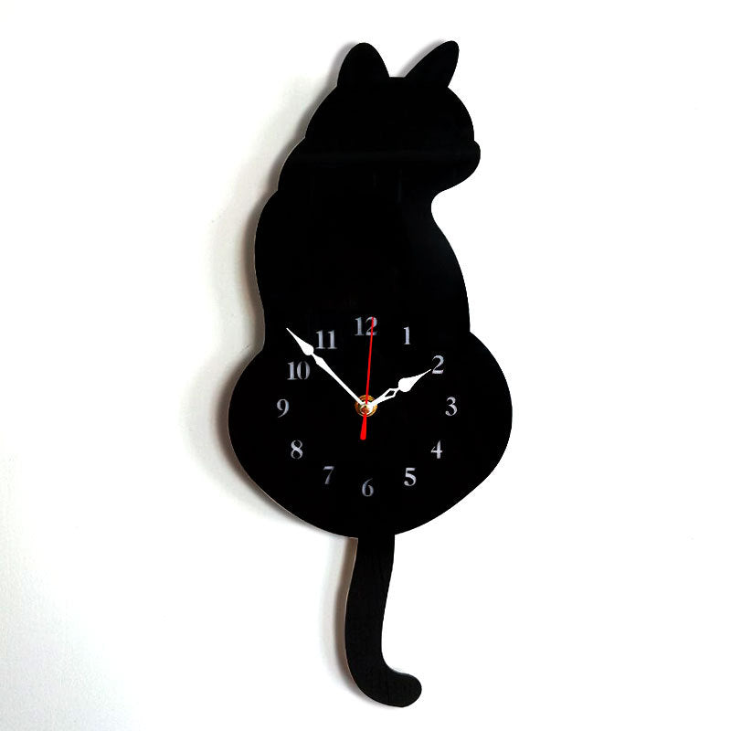 Cartoon art clock home decoration living room wagging tail cat children's room creative wall clock - V.I.P Digital Presence