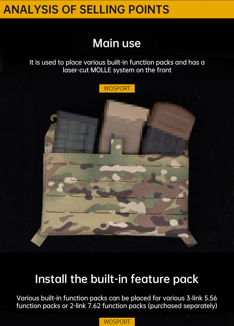 WoSporT can accommodate three 5.56 (or two 7.62) inner pockets with built-in function cover camouflage front panel - V.I.P Digital Presence